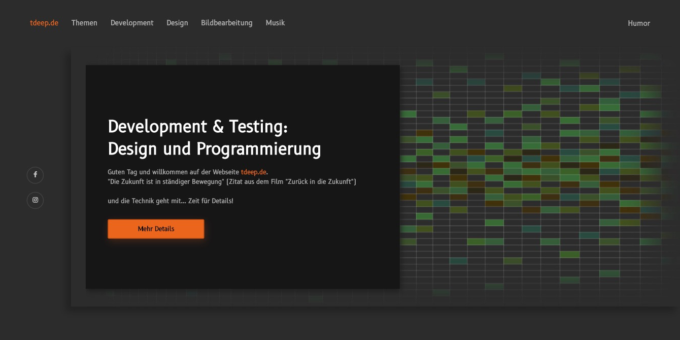 Startseite "tdeep" auf einem Desktop PC